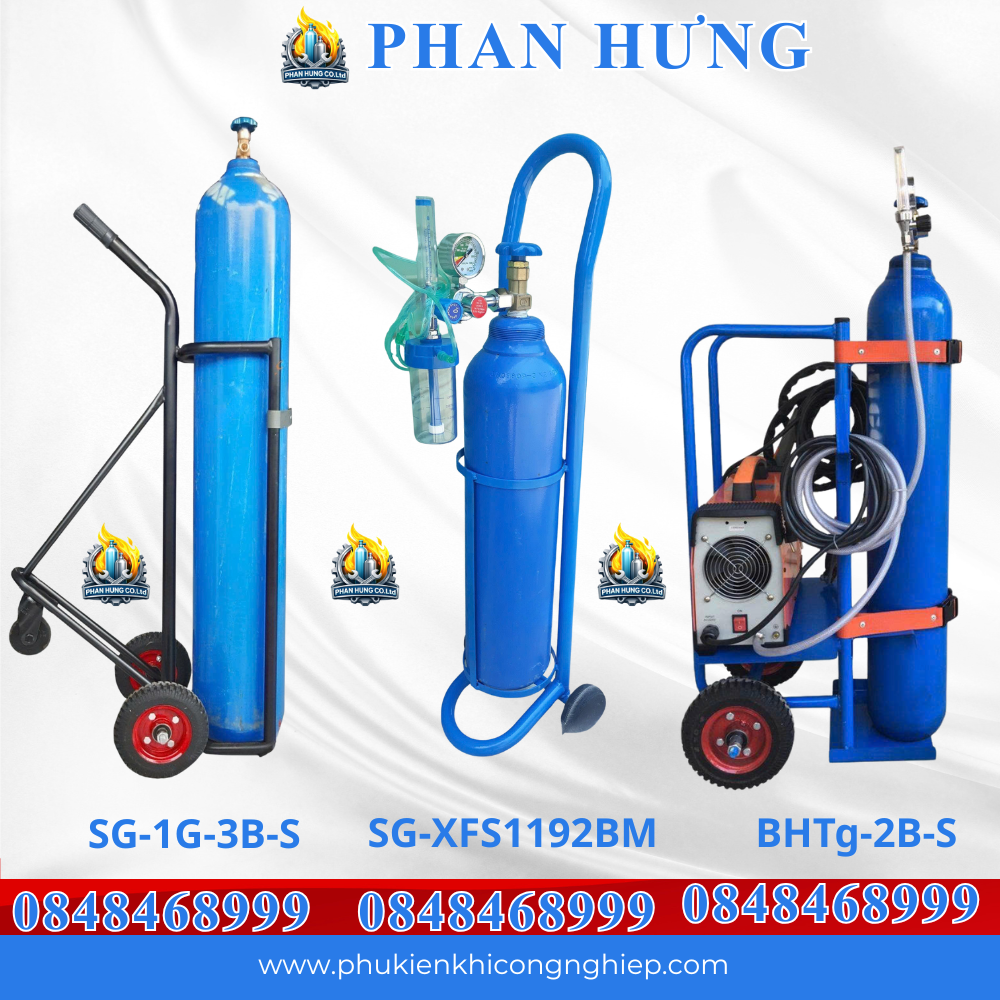 Tổng Hợp Các Mẫu Xe Đẩy Bình Khí Oxy, Argon, Nitơ, CO2, Gió Đá Giá Tốt Nhất