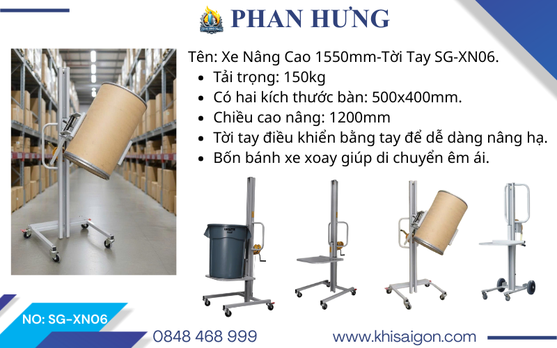 Xe Nâng Hàng Tời Tay Cao 1550mm (1)
